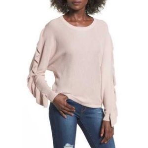 L E i T H Blush Ruffled Sleeved Sweater